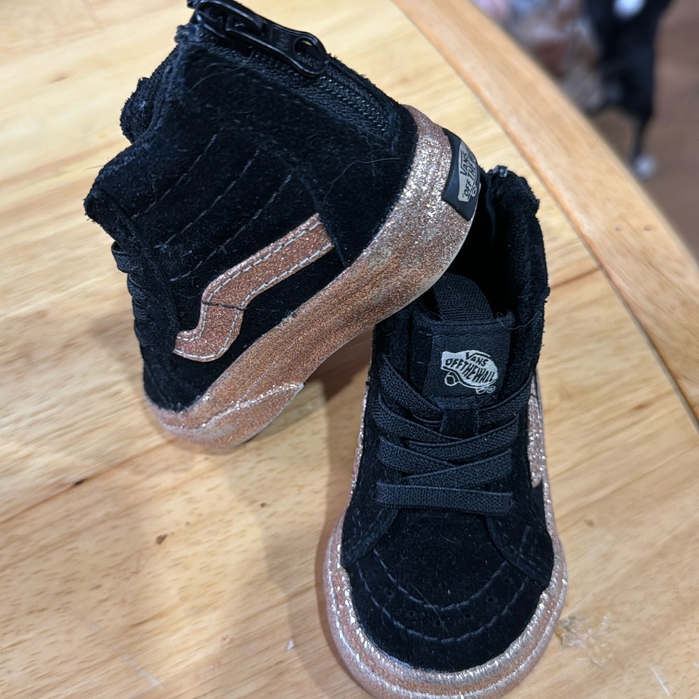 Rose Gold/ Black Toddler Vans